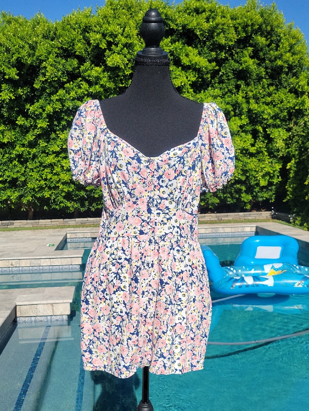 Lily Rose Pink, Navy & Yellow Floral Shorts Romper